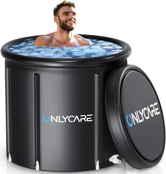 ONLYCARE Ice Bath Tub for Athletes - Upgrade XXL 135 Gal Cold Plunge Tub with Cover - Multiple Layered Cold Water Portable Ice Pod for Therapy Recovery at Home Outdoor Gym