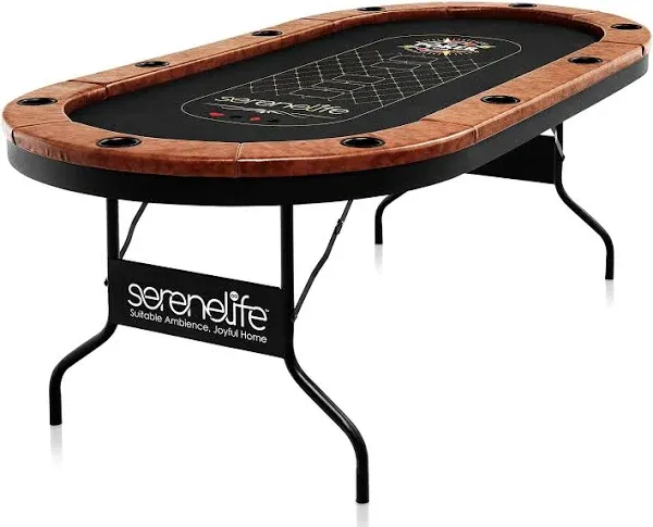 SereneLife 10-Player Oval Foldable Poker Table