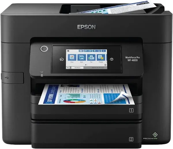 NEW EPSON WORKFORCE PRO WF-4833 ALL-IN-ONE COLOR INKJET PRINTER, COPIER, SCANNER