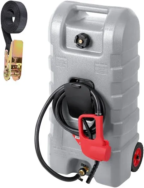 GAOMON Fuel Caddy, 15 Gallon Portable Gas Fuel Tank Container with LE Fluid Transfer Siphon Pump and 10ft. Delivery Hose, Diesel Storage Can On-Wheels for Cars, Lawn Mowers, ATVs, Boats