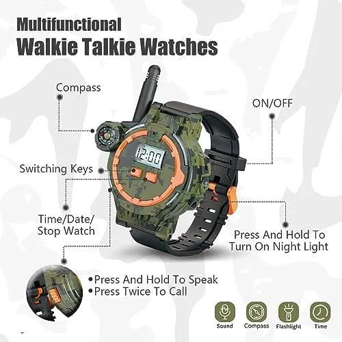 Rechargeable Walkie Talkie for Kids Two-Way Radio Walky Talky with Flashlight Children Outdoor Game Interphone Toy Game and Gifts for Boy and Girl Age 4 to 12 (Camo)