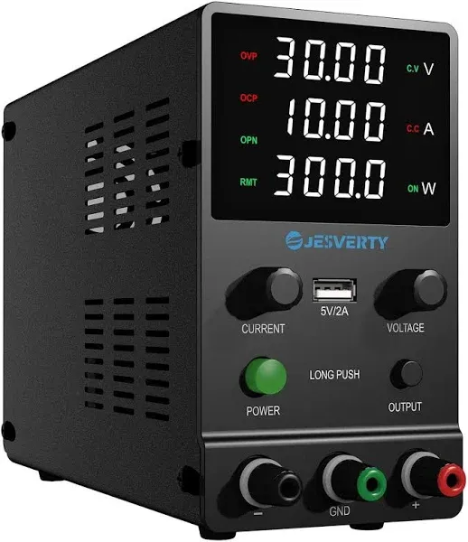 DC Power Supply Variable, 0-30V 0-10A Adjustable Switching DC Regulated Bench Power Supply with 20W USB & Type-C Quick-Charge, Encoder Knob, Output Switch, 4-Digit LED Display - SPS-3010M