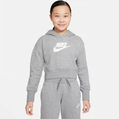 Nike Girl&#039;s Sportswear Club Fleece Crop Hoodie Black Size XS (6-7 Little Kid)NEW