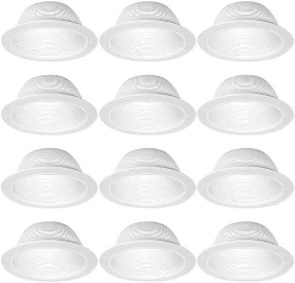 12 Pack - 6&#034; Inch White Baffle Recessed Can Light Trim 