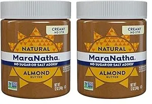 MaraNatha Creamy Almond Butter No Sugar Added, Unsalted, 12 oz Jar (Pack of 2)