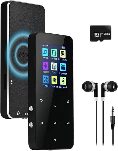 144GB MP3 Player with Bluetooth 5.2 Portable Multi-Function Music Player with HD Speaker,FM Radio, Voice Recorder, E-Book Slim Design Metal Shell (Earphones Included)