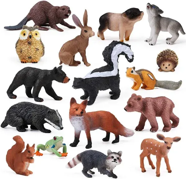 Animals Baby Woodland Creatures Figurines Miniature Toys Cake Toppers Cupcake