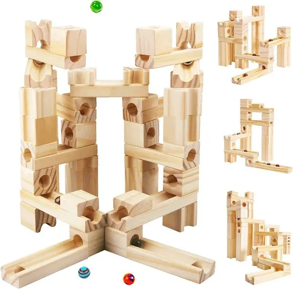 Onshine Wooden Marble Run Building Block Set