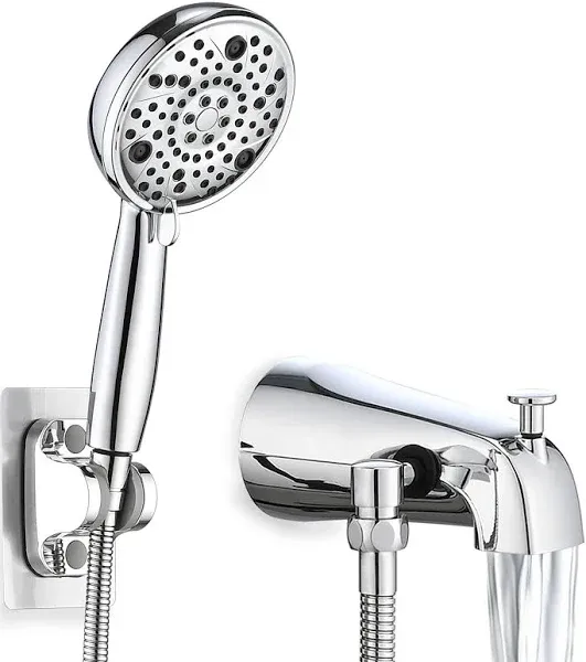 Chrome Tub Spout with Diverter, 5 Settings All Metal Bathtub Faucet with Spraye High Pressure Bath Tub Spout Faucet Set