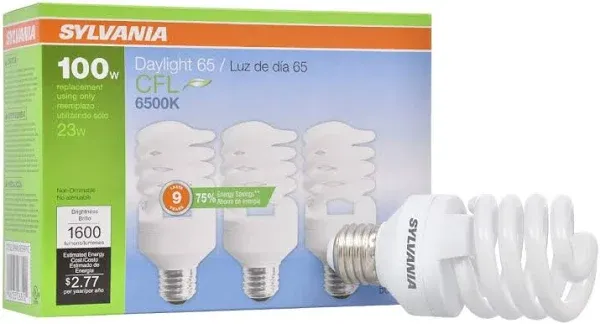 Sylvania Spiral CFL Light Bulb CF23EL/SPIRAL/865