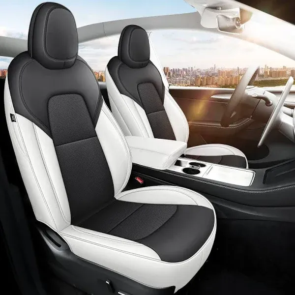 MeeKooMay Tesla Seat Cover Model Y Black and White Tesla Car Seat Cover 12pcs...