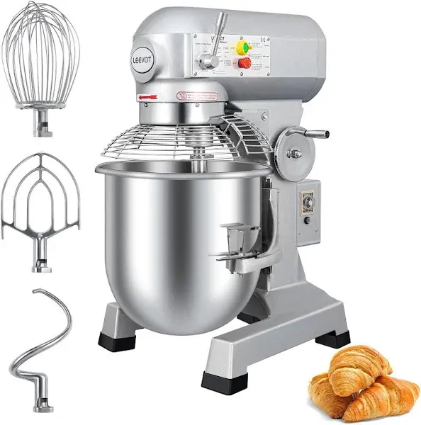 30Qt Commercial Food Mixer, Commercial Dough Mixer 1250W 3-Speeds Adjustable, Heavy Duty Electric Stand Mixer with Stainless Steel Bowl for Kitchenaid and Pizzeria (Simple)