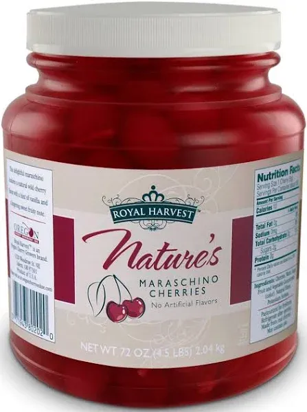 Royal Harvest Nature's Maraschino Cherries With Stems, 72 Ounce