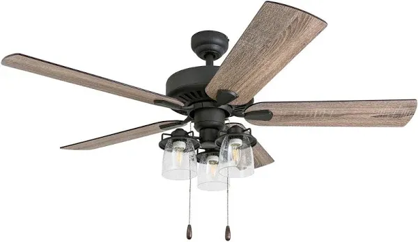 Prominence Home Briarcrest Farmhouse 52" Aged Bronze LED Ceiling Fan with Light