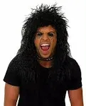 Black 80s Punk Long Glam Rock Wig