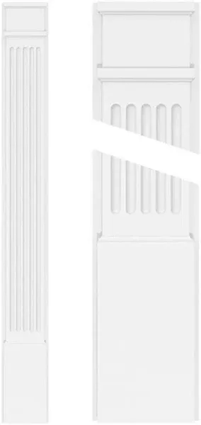 Ekena Millwork 6"W x 48"H Fluted PVC Pilaster w/Decorative Capital & Base PILP06X048FL02-2