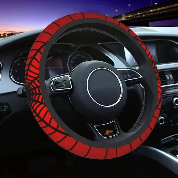 Red Spider Web Steering Wheel Cover