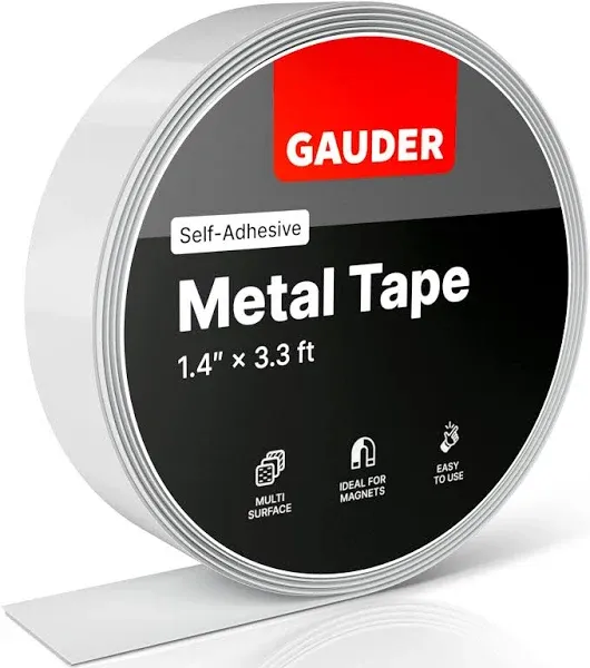 GAUDER Self-Adhesive Metal Tape | Thin Metal Strips for Magnets, Tonies® Figures & Shelves | Ferrous Tape (10 ft)