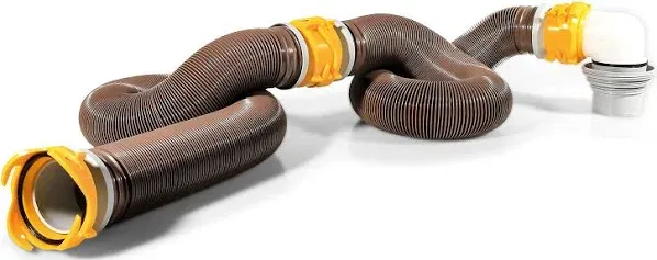 Camco Revolution Sewer Hose Kit with 360 Degree Swivel Fittings and 4-in-1 Elbow Adapter, Universal Fit, 20 Feet (39634)