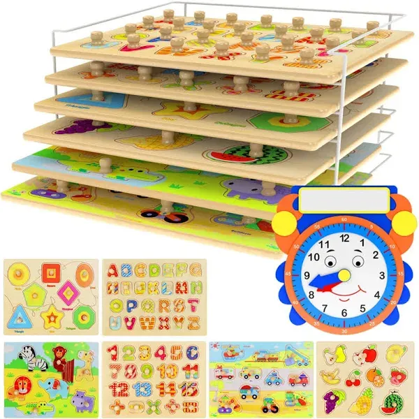 Asher and Olivia Premium Puzzles for Toddlers and Rack Set