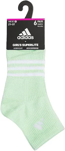 adidas womens Superlite 3.0 Quarter Athletic Socks (6-pair) With Targeted Padding and Arch Compression for All Day Comfort