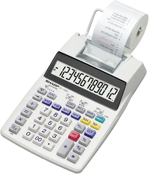 Sharp EL-1750V Two-Color Printing Calculator 2 LinesSec 3 BlackRed