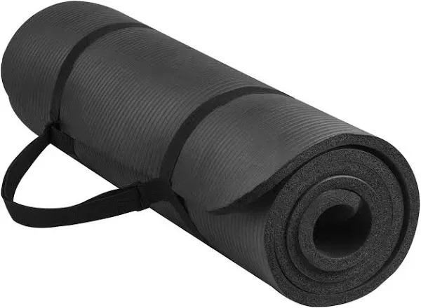 Signature Fitness All Purpose 1/2-Inch Extra Thick High Density Anti-Tear Exercise Yoga Mat with Carrying Strap and Yoga Blocks