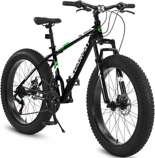 Mountain Bike 20/24/26 Inch, 3/4" Wide Fat Tire Snow Mountain Bikes, 7/21 Speed Men Women Bicycles, Steel Frame Disc Brake Front/Dual Suspension