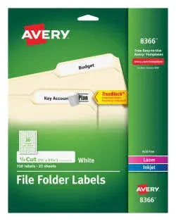 Avery Permanent TrueBlock File Folder Labels