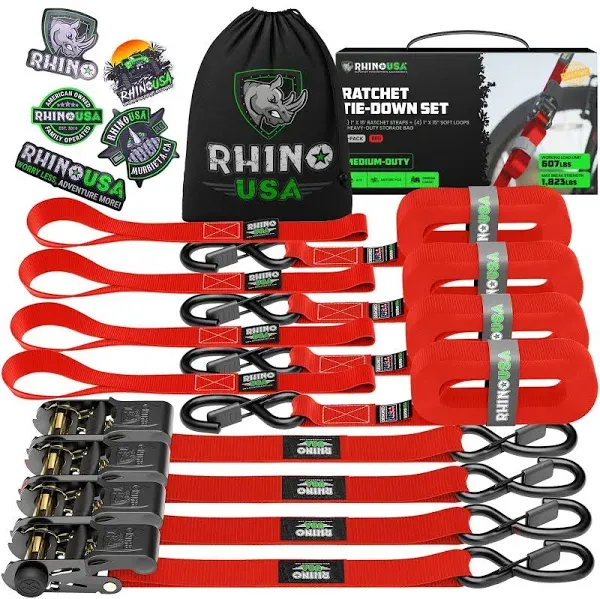 Rhino USA Ratchet Tie-Down Set 4-Pack