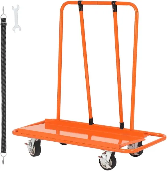 VEVOR Drywall Cart, 3000 LBS Panel Dolly Cart with 45.28" x 21.8" Deck and 5" Swivel Wheels, Heavy-Duty Drywall Sheet Cart, Handling Wall Panel, Sheetrock, Lumber, for Garage, Home, Warehouse