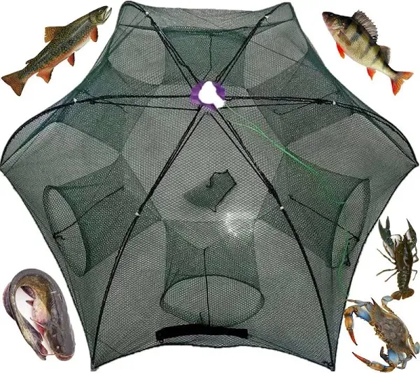 Automatic Foldable Umbrella Fishing Net Bait Trap Fish Trout Minnow Crayfish Shr