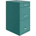 Pemberly Row 3 Drawers Vertical Turquoise Metal Filing Cabinet