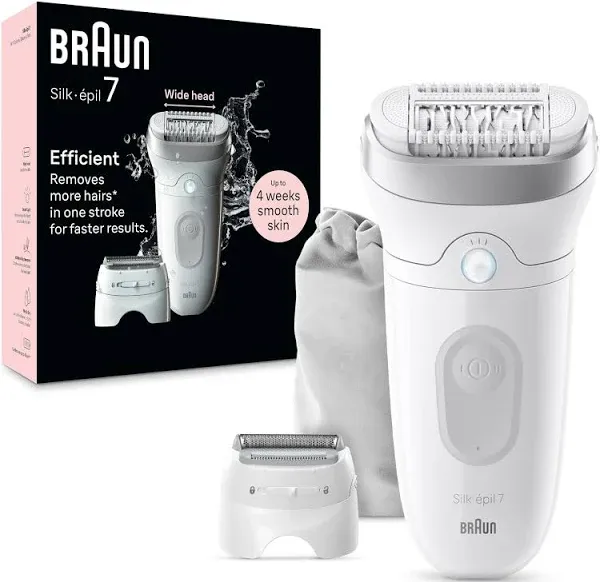 Braun Silk-épil 7 Epilator, Hair Removal Device, Wet/Dry, SE7-041, Silver