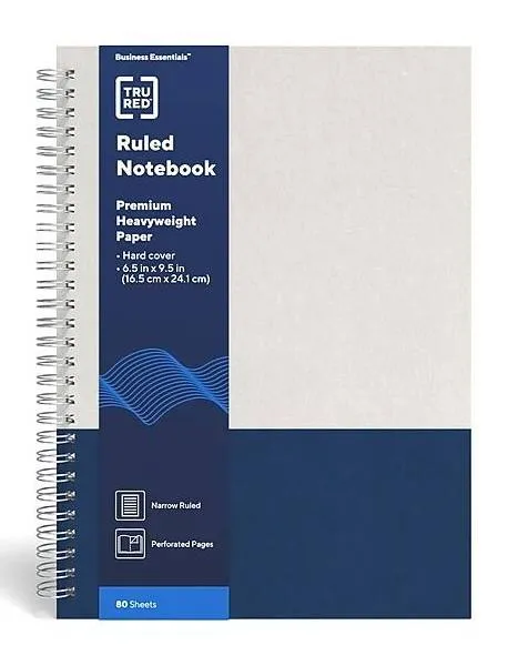 TRU RED Medium Hard Cover Ruled Notebook TR55740