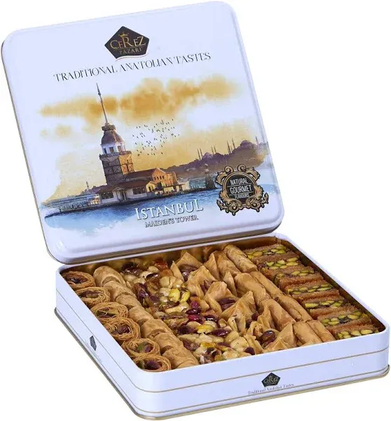 Gourmet Halal Baklava Gift Box - Assorted Turkish Pastries in Stylish Tin