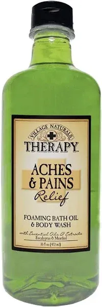 Village Naturals Therapy Aches + Pains Muscle Relief Foaming Bath Oil & Body Wash