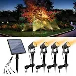 APONUO Solar Spotlights Landscape Lights Low Voltage Outdoor Solar Spotlight IP65 Waterproof 9.8ft Cable Auto On/Off with 4 Cool White for Outdoor