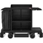 Suncast Commercial Premium Housekeeping Cart with Hanging Bag, Black