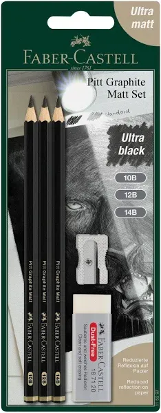 Faber-Castell Pitt Graphite Matte, Sketching Set (10B, 12B, 14B)