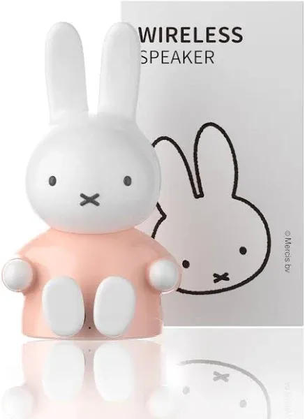 Miffy Portable Bluetooth Speakers, Cute Portable Wireless Speakers with Loud Stereo Sound, Built-in Mic, TF-Card Slot, Dual Pairing,40H Playtime for Room, Desk Decor, for her (Pink)