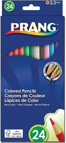 Prang Colored Pencils, Assorted Colors, 3.3 mm core, 24 Count