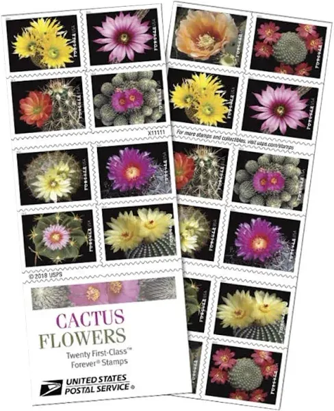 Cactus Flowers 5 Books of 20 Forever First Class USPS Postage Stamps Celebration Wedding (100 Stamps)