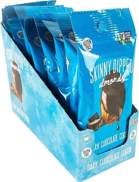 SKINNY DIPPED ALMONDS Dark Chocolate Covered Almonds, 1.2 oz., 10 Bags/Pack (EDT00837/WWT07 )