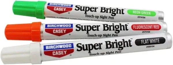 Birchwood Casey Long-Lasting Fast-Drying Super Bright Touch-Up Pen Kit for Deep Scratches and Worn Areas, Green, Red & White