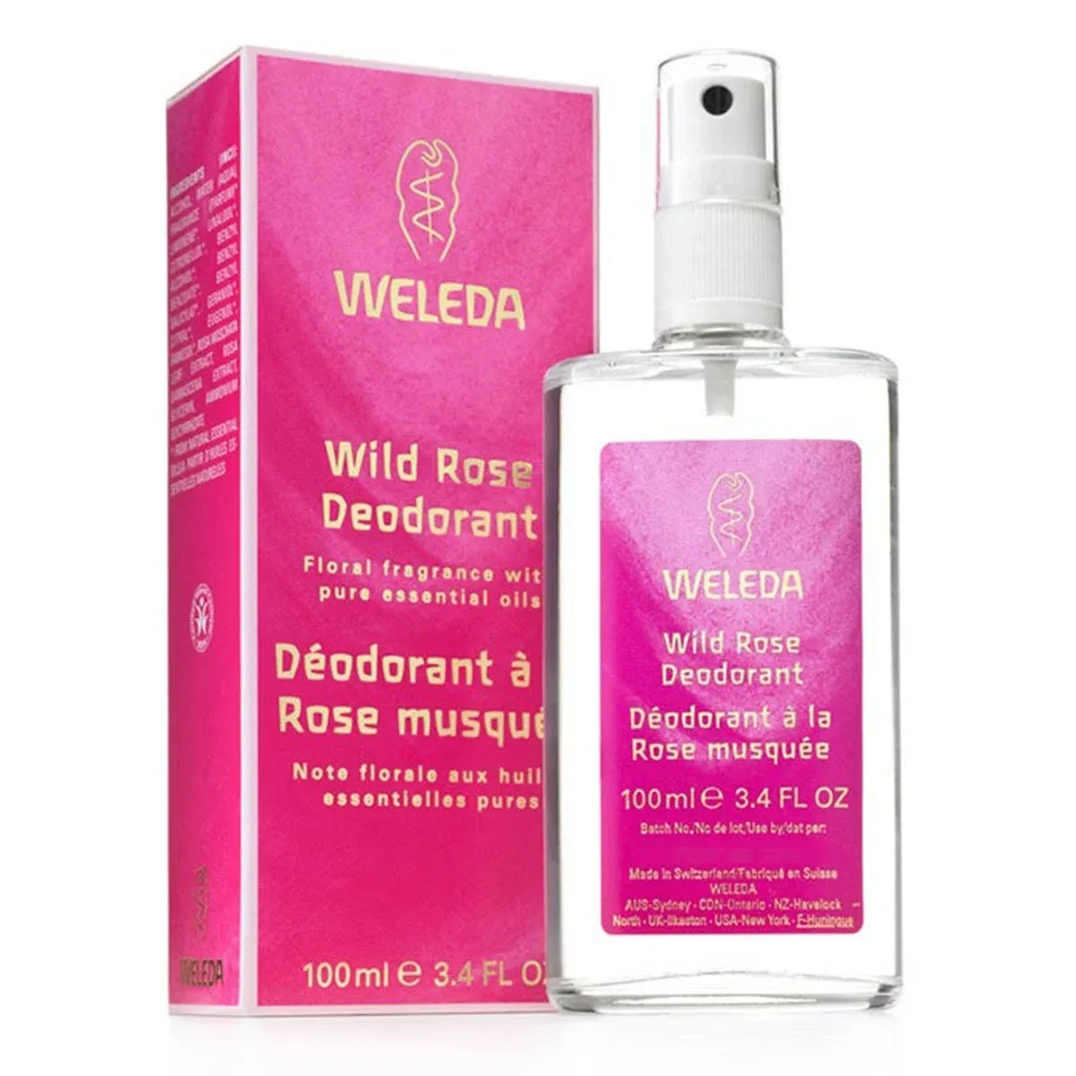 Weleda Deodorant Spray, 24 Hour, Wild Rose - 3.4 fl oz