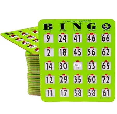 Jam-Proof Easy-Read Large Print Fingertip Bingo Cards with Sliding Windows - ...