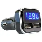 4.8A 24W Dual USB Car Charger Volt Meter Car Battery Monitor with LED Voltage...