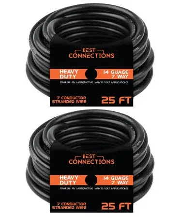 14 GA 7-Way 25' Insulated Trailer Wire Harness