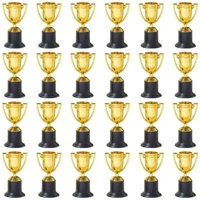 Jizvxe 24 Pack Mini Trophies for Kids Awards,Plastic Gold Award Trophy Cups,Golden Award Trophy Cups Set,Gold Participation Trophy Cup for Party